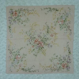 N464 RALPH LAUREN Flower Peach Cotton Scarf Scarves Pocket Square 18" X 18.5" - Picture 1 of 8