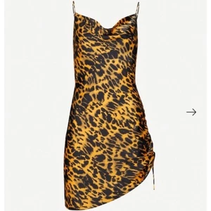 TopShop Short Ruched Black Yellow Animal Print Slip Cami Dress Uk 10 RRP £29.99 - Picture 1 of 9
