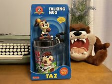 Vintage 90s Looney Tunes Talking Taz Sports Mug TAZ LIKES SPORTS Tumbler Cup NIB