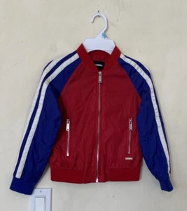 Dsquared2 Ds2 Boys Lightweight Bomber Jacket Red Blue Size 6Y - Picture 1 of 7
