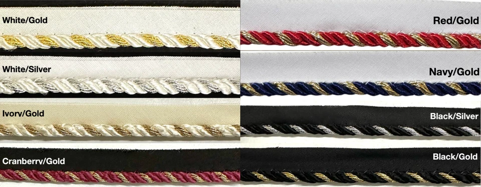 BBTRIMSANDRIBBON Twist Cord with Metallic Lip Piping Trimming - 8 Continuous Yards!