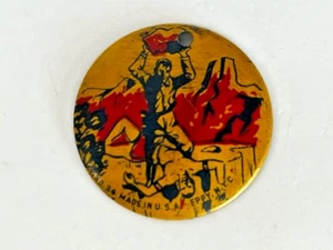 Vintage Eppy N.Y.C. Tin Charm Button or Pin No. 34 - Cowboy and Indian Fighting - Picture 1 of 4