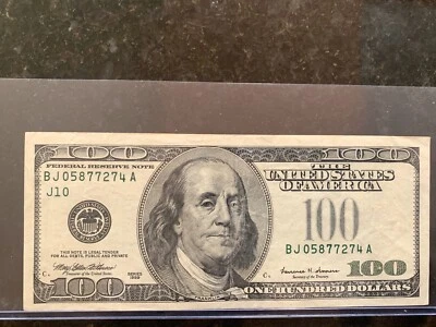 1999 USA BANKNOTE $100 BILL RARE MISSING TREASURY SEAL                      1012 - Image 1 of 3