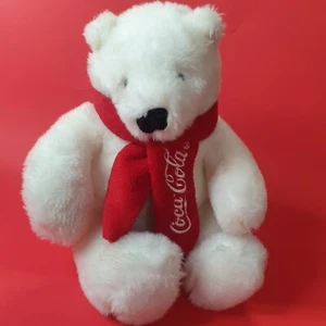 Coca Cola Co. Eisbär mit rotem Schal 8 Zoll Stofftier Plüsch Sammlerstück - Bild 1 von 14