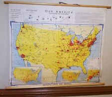 Antique 1966 USA 'Our America' Denoyer Geppert Wall Map Manufacturing & Minerals