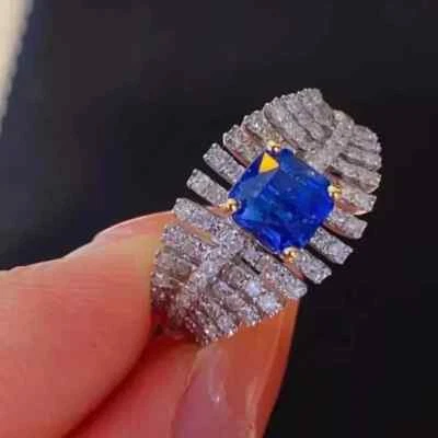 Anillo de compromiso solitario de tanzanita azul natural de 2,80 quilates de oro blanco sólido de 14 quilates Foto 1 de 4