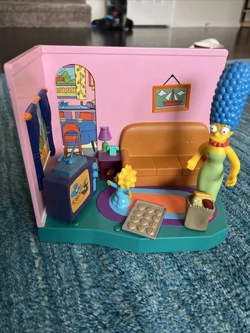 Simpsons LIVING ROOM Interactive Environment Marge Maggie Figures 2000 Used Cover
