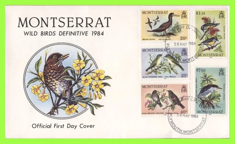 Montserrat 1984 Birds, five values inc $7.50 on First Day Cover - Image 1 of 1