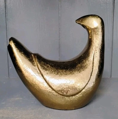 Estatuilla de paloma pájaro contemporáneo de pato de metal dorado de latón 4,5" moderna Foto 1 de 4