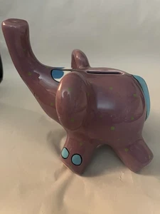 Ceramic 6X6" Purple Elephant Piggy Bank   No Plug - Picture 1 of 4