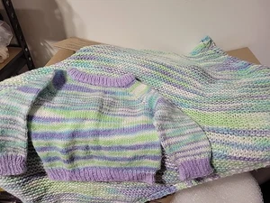 Baby Girl Blanket And Matching Sweater Handmade  - Picture 1 of 3