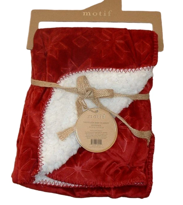 Motif праздник звезда вельветовый Baby одеяло красный Рождество младенца девочек новый с Ярлыками РЕДКАЯ - Изображение 1 из 3