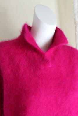 SUÉTER Connie A Lee -Talla S M ULTIMATE Magenta ESPONJOSO 80% ANGORA CUELLO EN V Peluche Lux Foto 1 de 4