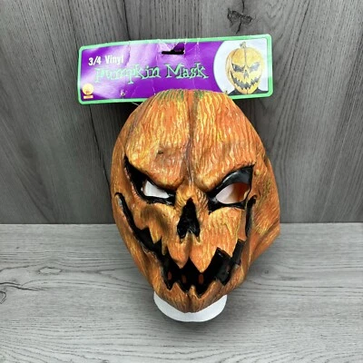 Scary Evil Pumpkin Head Latex Mask Halloween Props Horror Rubies 3499 NOS Horror - Image 1 of 4
