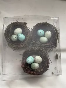 Set of 3 Faux Bird Nest With 3 Speckled Eggs Indoor/outdoor Home Decor NEW - Picture 1 of 6