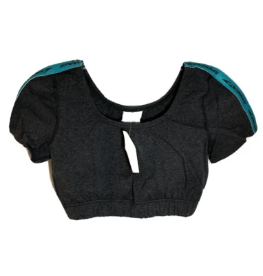 VTG Speedo Women's Small Crop Top Deadstock 90s Yoga Costume Gray Teal - Image 1 of 4