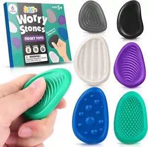 Fidget Toys Adults Sensory Stone: 6 Pack Textured Worry Stone for Autism Kids Ca - Picture 1 of 12