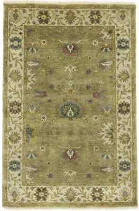 4X6 ft Hand-Knotted Tan Oushak Chobi Rug Traditional Floral Oriental Carpet - Picture 1 of 14