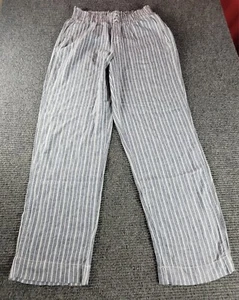 Briggs Women's Linen Blend Pull-On Pants, Blue Stripe, Size M - Picture 1 of 7