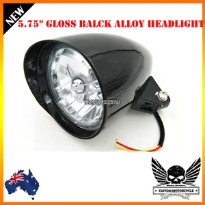 5 3/4" gloss black billet alloy bullet headlight Harley Sportster Chopper Bobber - Picture 1 of 4