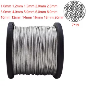 Cable de cable de acero inoxidable 304 flexible Φ 1/1,2/1,5 mm ~ 20 mm 7x19 estructura - Imagen 1 de 6
