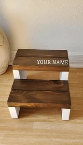 Wooden Step Stools for Adult Kids, Heavy Duty 2 Step Stool - Bed, Kitchen, bath - Picture 1 of 7