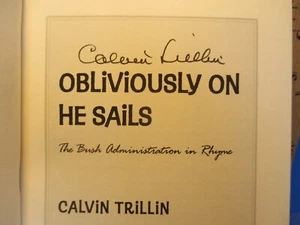 humor book OBVIOUSLY ON HE SAILS signed by CALVIN TRILLIN 2004 hc 1st ed RH - Imagen 1 de 6