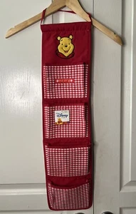 Vtg Disney Winnie Pooh Wall Hanging Organizer Pockets Baby Nursery Red White - Picture 1 of 3