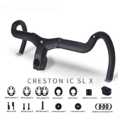 Gravel Bicycle Carbon Handlebar Internal Cable Routing 28.6mm 31.8mm 380-440mm - Image 1 of 4