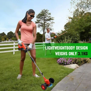 Electric Cordless Grass String Trimmer Lawn Edger Weed Wacker Cutter + 2 Battery - Picture 1 of 10