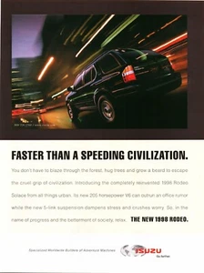 1998 PRINT AD - ISUZU RODEO - FASTER THAN A SPEEDING CIVILIZATION.. '98 RODEO - Picture 1 of 1