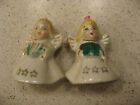 Vintage Lot of 2 Angel Bell Ceramic Christmas Ornaments - Book and Lyre