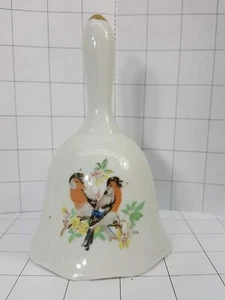 Campana bianca in porcellana marca sconosciuta con uccellini e punta oro #167 - Foto 1 di 4