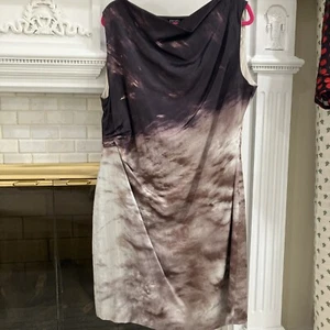 Escada Dress Sz 46 Marroon And Neutrals, Side Pleats To Create Nipped Waist NWOT - Picture 1 of 14
