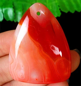 46x36x6mm Red Stripes Onyx Agate Triangle Healing Pendant Bead BY7703 - Picture 1 of 3