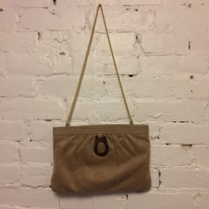 Morris Moskowitz VTG 70s Suede Chain Shoulder Bag Tan  - Picture 1 of 9