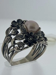 silberringe perle oxidiert 925 oder Paz Made In Israel Blumen - Bild 1 von 15