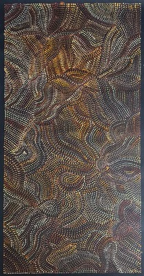 Joy Purvis Petyarre, auténtico arte aborigen, tamaño; 120 x 60 cm semillas de ñame arbusto Foto 1 de 4