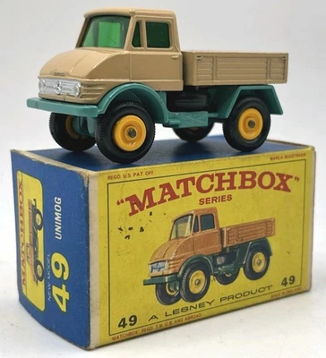 Original Vintage Matchbox Series No 49 Mercedes Unimog Cream Diecast Model Boxed - Image 1 of 4