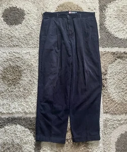 Chaps Ralph Lauren Corduroy Pants Mens 36x32 Cuffed Pleated Dress Trousers Black - Picture 1 of 6