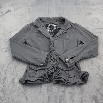 Nick and Mo Blazer Womens S Black Long Sleeve Button Down Ruffled Jacket - Image 1 of 4