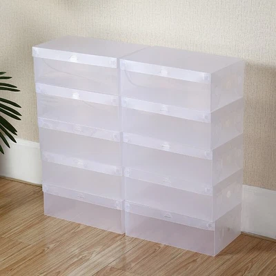 20pcs Clear Plastic Shoe Storage Boxes Stackable Foldable Durable Shoe Organiser - Image 1 of 4