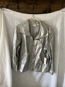 Chico’s Zenergy Size 2 Silver Windbreaker-new With Tags - Picture 1 of 12