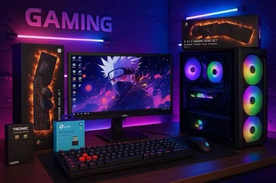 Gaming PC Set - Monitor, Tastatur, Maus, Headset, Mauspad,Wlan & Bluetooth Stick - Bild 1 von 4