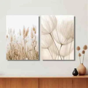 2 piezas con lienzo de pared de tonos neutros sin marco - Imagen 1 de 6