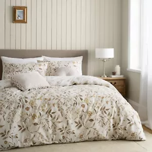 Catherine Lansfield Isadora Floral Watercolour Duvet Cover Bedding Set Natural - Picture 1 of 7