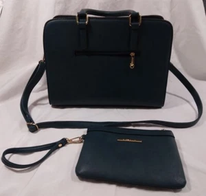 Dasein Handbag Large Satchel Shoulder Bag Purse with Matching Wristlet Teal - Picture 1 of 16