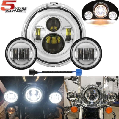 Faro LED 7" + luces de paso para Kawasaki VN Vulcan 500 800 88 900 Classic Foto 1 de 4