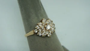VINTAGE SOLID 14K YELLOW GOLD MOISSANITE COCKTAIL RING, size 6.25 - Picture 1 of 5