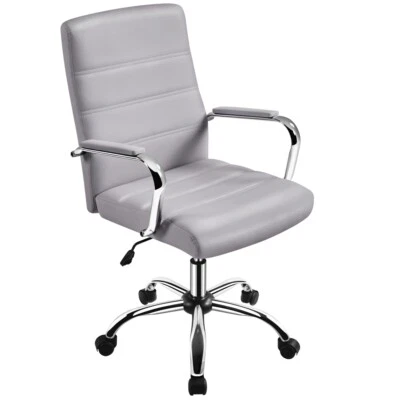 UKUNIVERSAL365 Home Office Chair Desk Chair Executive Chair Mid Back Rolling Chair Light Gray